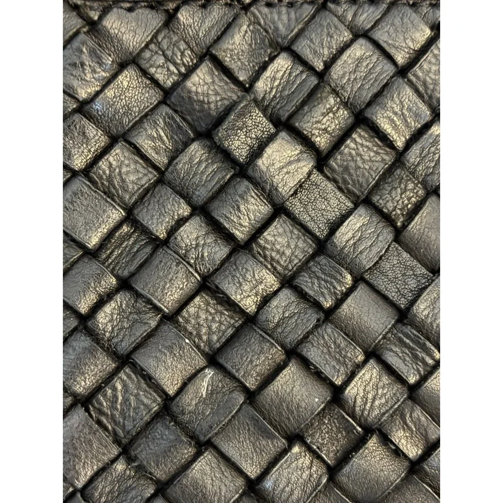 Massimo Palomba Hand Made Italian Black Woven Leather Clutch
